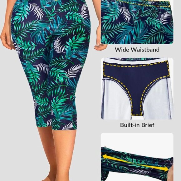 Floral workout leggings with built-in panties / or as a swimsuit PLUS SIZE 2025 - Picture 4 of 12